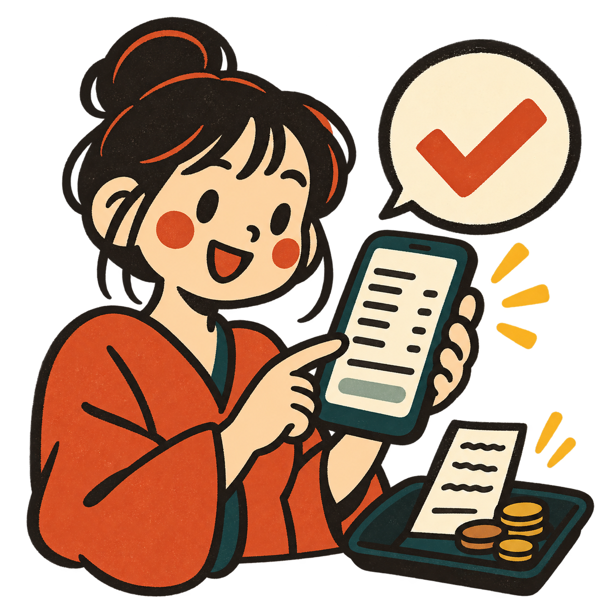 スマートフォンで伝票を確認して会計を依頼する