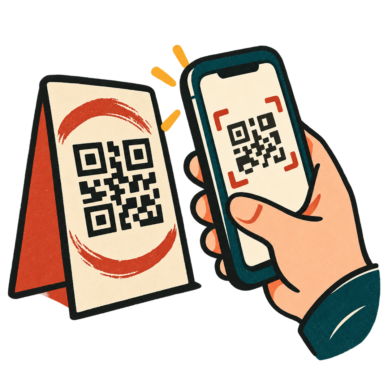 席のQRをスマートフォンで読み取る